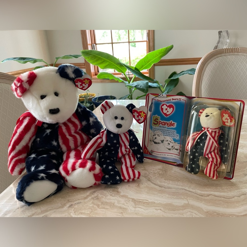 NEW 3pc Rare Retired Set Ty Spangle Beanie Babies 1999